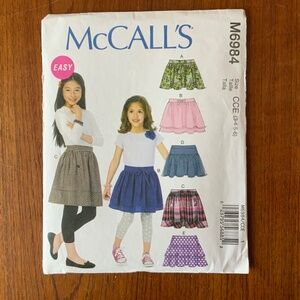 McCall’s Sewing Pattern for Skirts Sizes 3,4,5,6